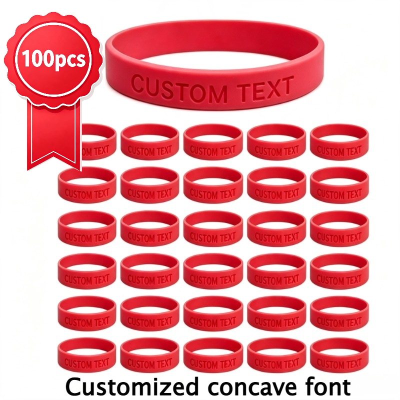 100pcs Custom Silicone Wristbands, Personalised Gift Set